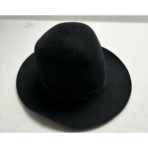 Vtg STETSON Mallory Felt Hat Fedora Black Pure Wool Unisex Stylish Casual